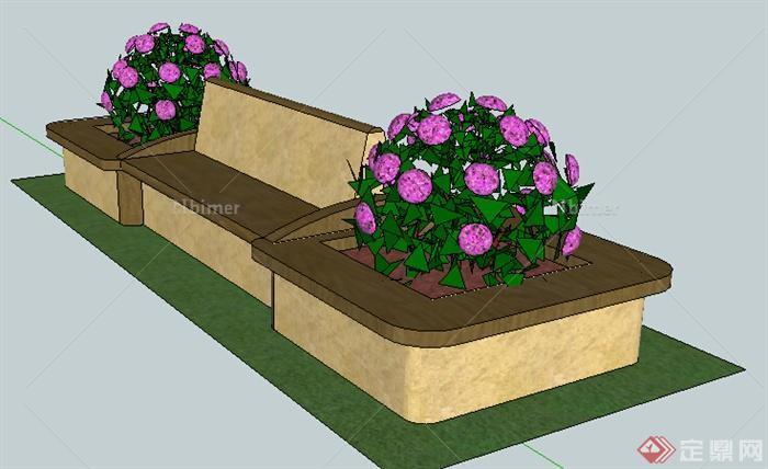 園林景觀之花池坐凳設計su模型