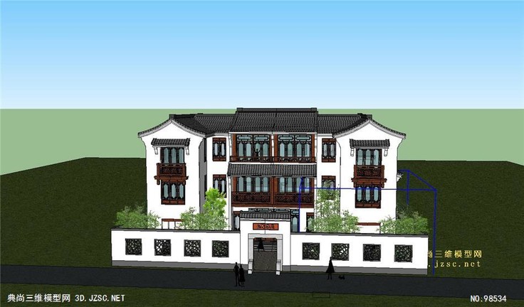 中式风格别墅住宅建筑SU模型