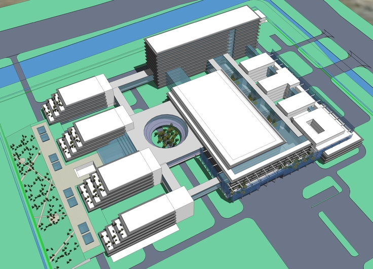 现代公共建筑群规划设计方案sketchup模型