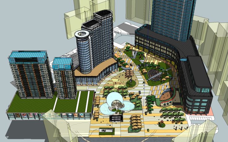 大型商业综合体及广场SketchUp模型