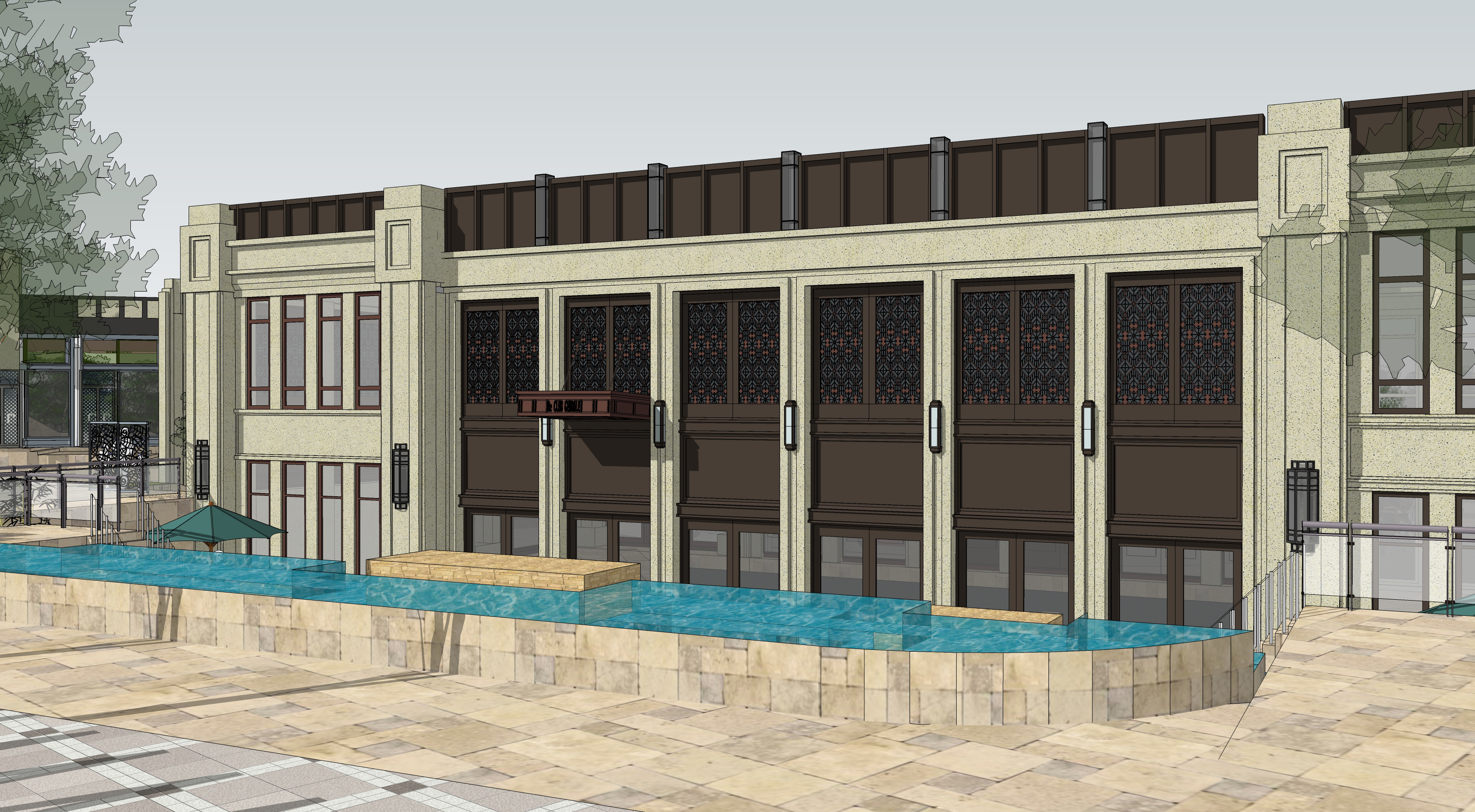 高层商业建筑裙楼方案sketchup模型