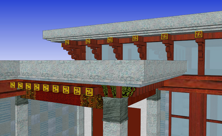 中式风格单层古建筑sketchup模型
