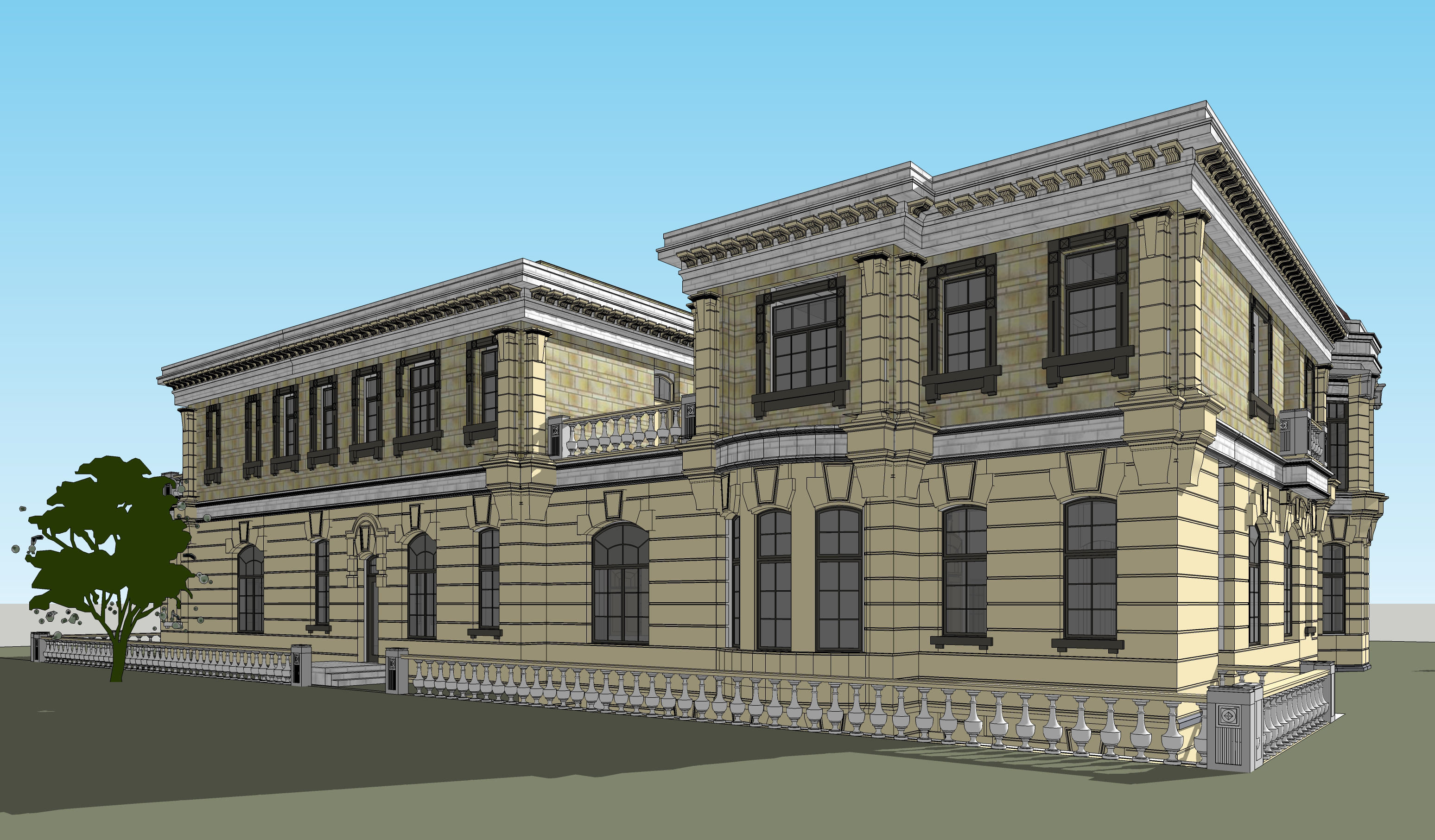 欧式风格古典大型庄园建筑方案sketchup模型