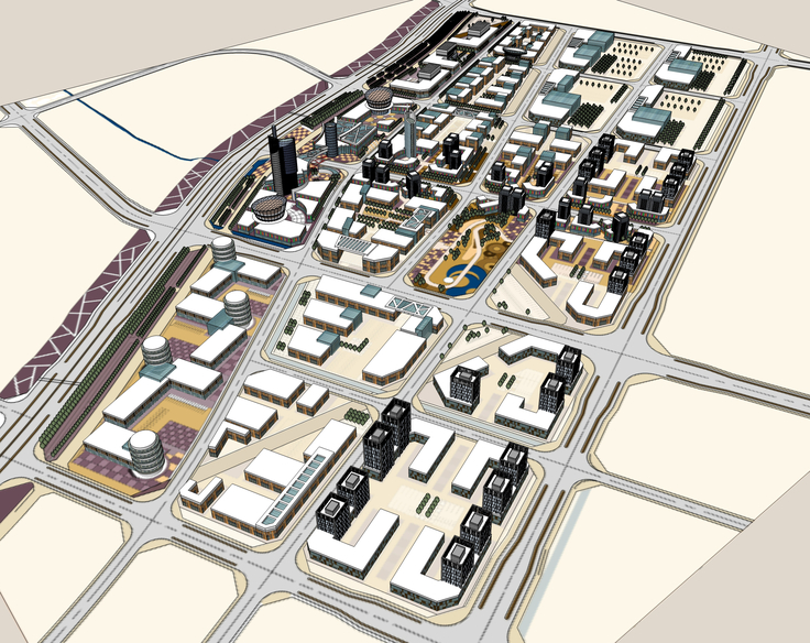 某市汽车城规划设计方案sketchup模型