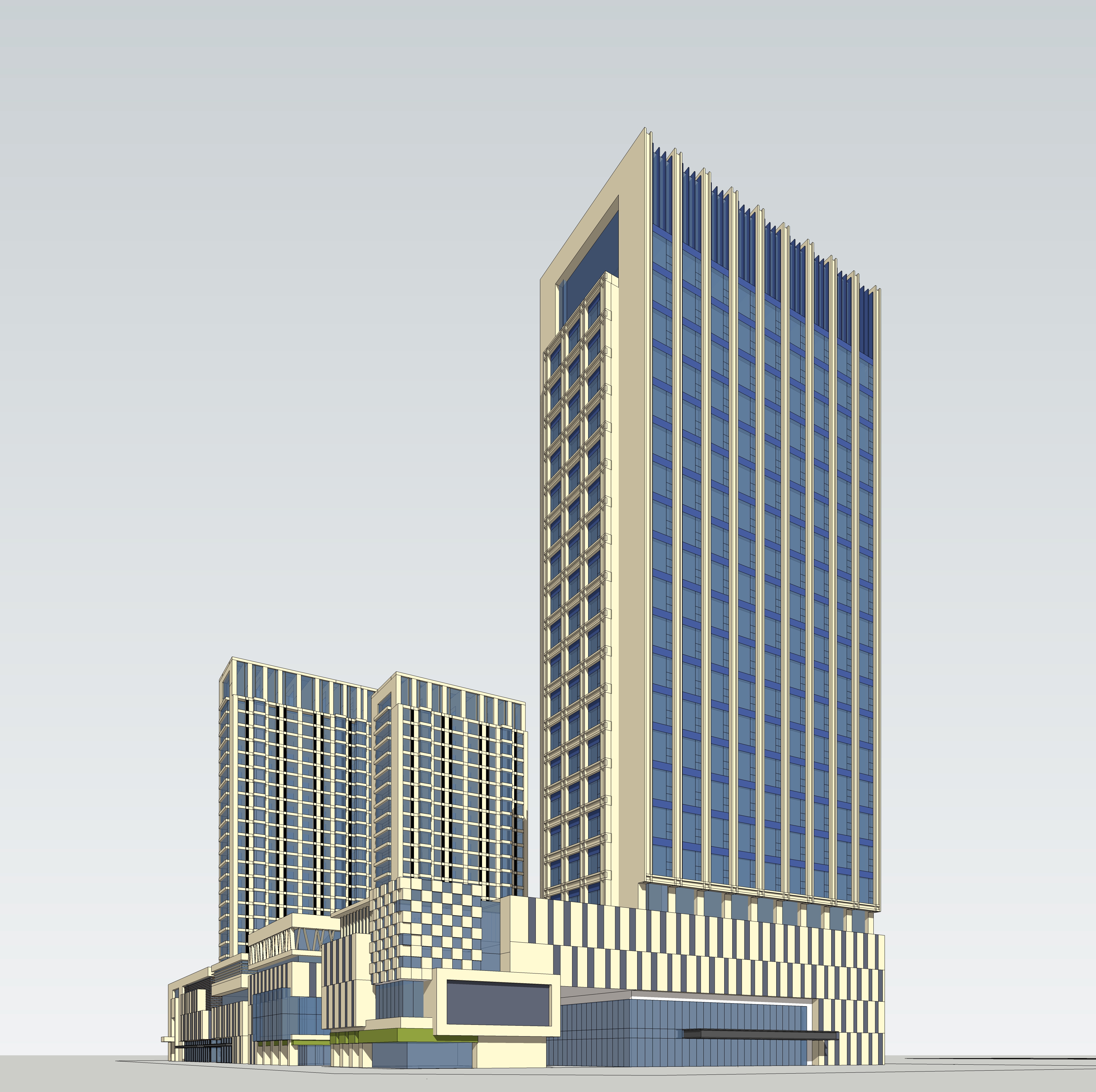 现代商业综合体酒店sketchup模型
