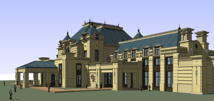 法式风格会所建筑sketchup模型