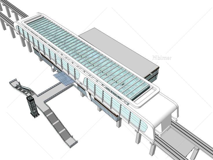 高铁站,现代主义风格,3层 sketchup模型库 毕马汇 nbimer