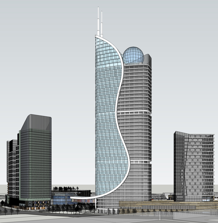现代风格商业广场与商业综合体方案sketchup模型
