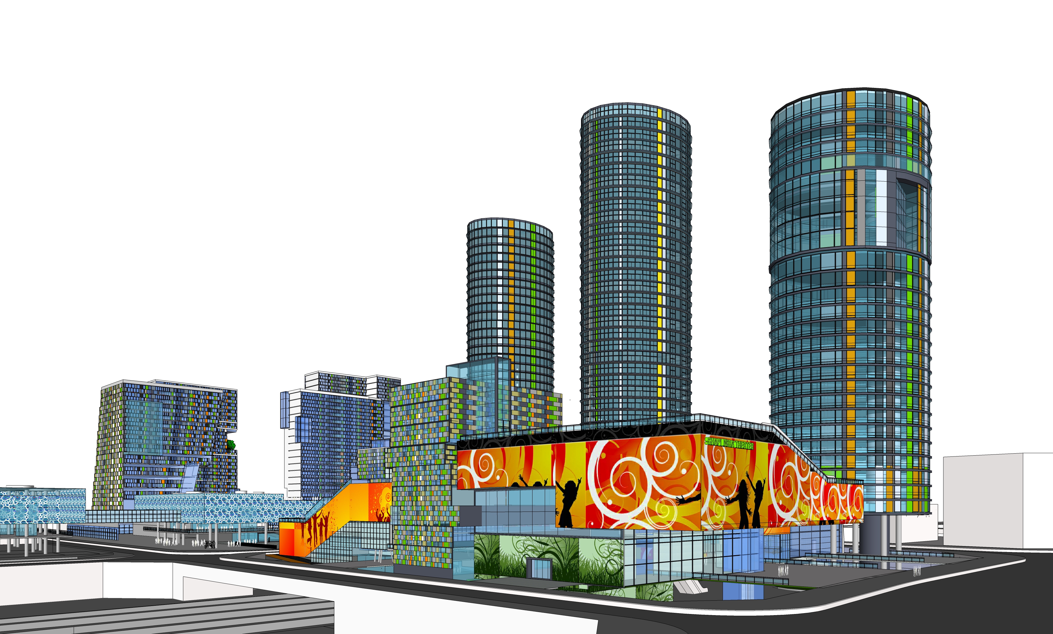 现代风格城市综合体设计方案sketchup模型