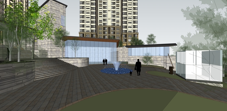 现代风格高层住宅小区规划方案sketchup模型