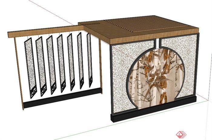 中式景墙隔断设计SU模型