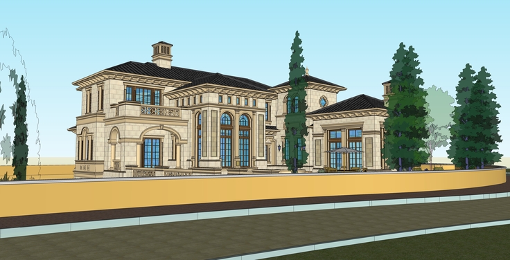 欧式风格别墅庭院设计sketchup模型