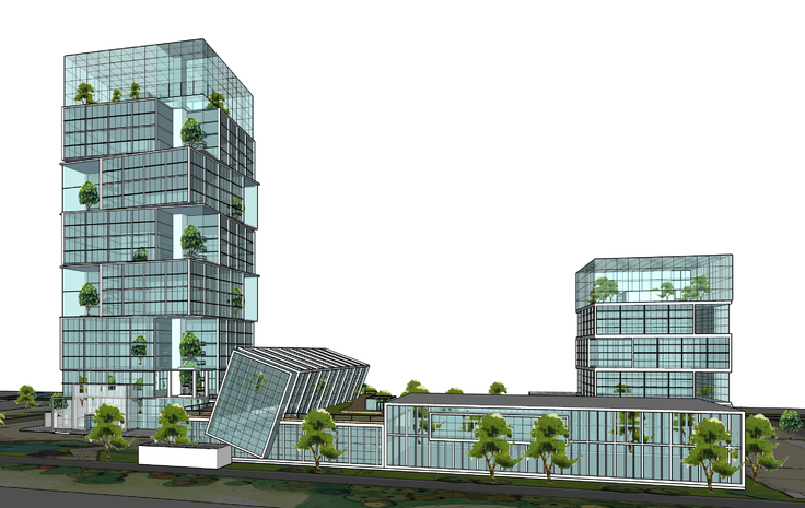 现代风格高层办公绿色建筑设计方案sketchup模型