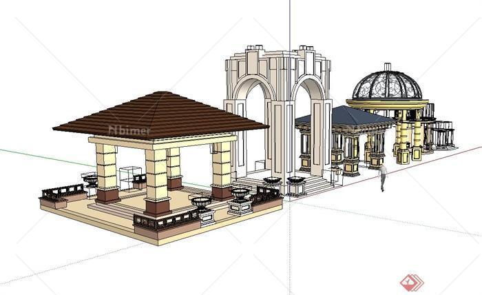 六種不同的歐式亭子設計su模型[原創]