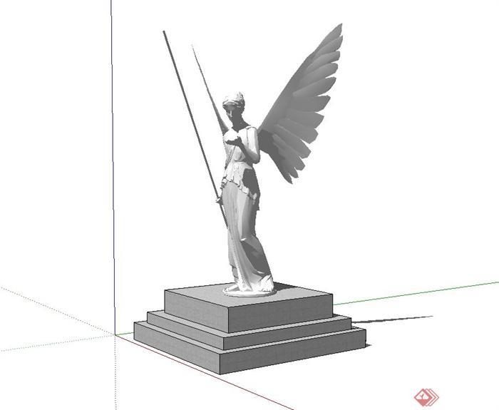 欧式风格天使人物雕像设计su模型[原创]