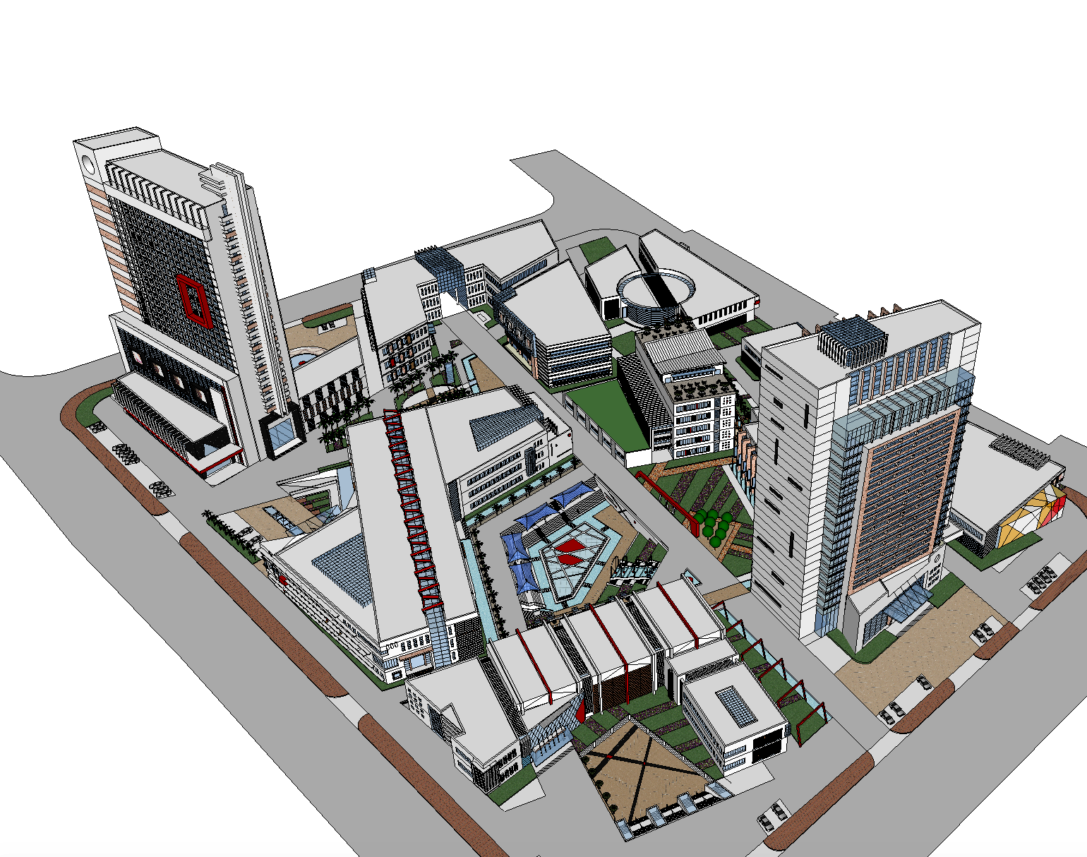 现代风格城市综合体规划与建筑设计SketchUp模型
