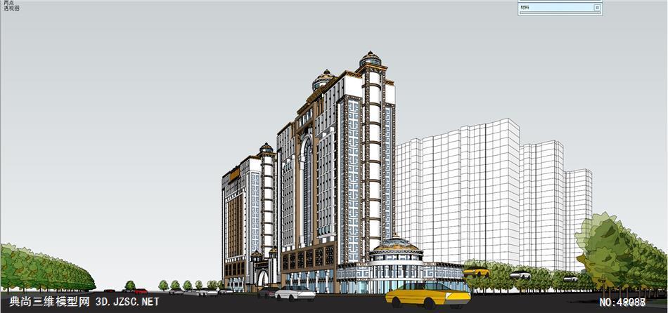 蒙古风格高层住宅商业地方民族 su模型 3d