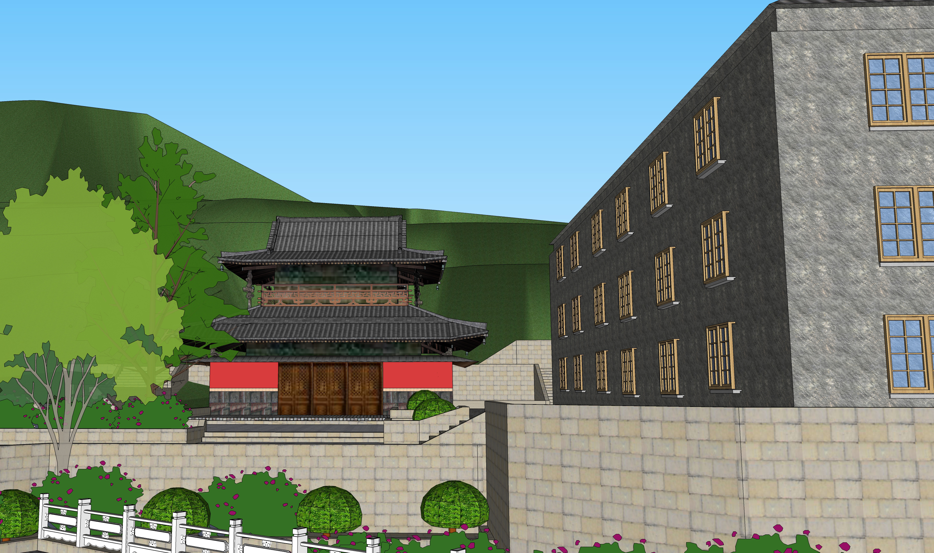 中国山林道观寺庙古建筑sketchup模型