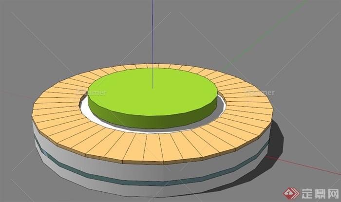 圓形樹池坐凳設計su模型素材[原創]