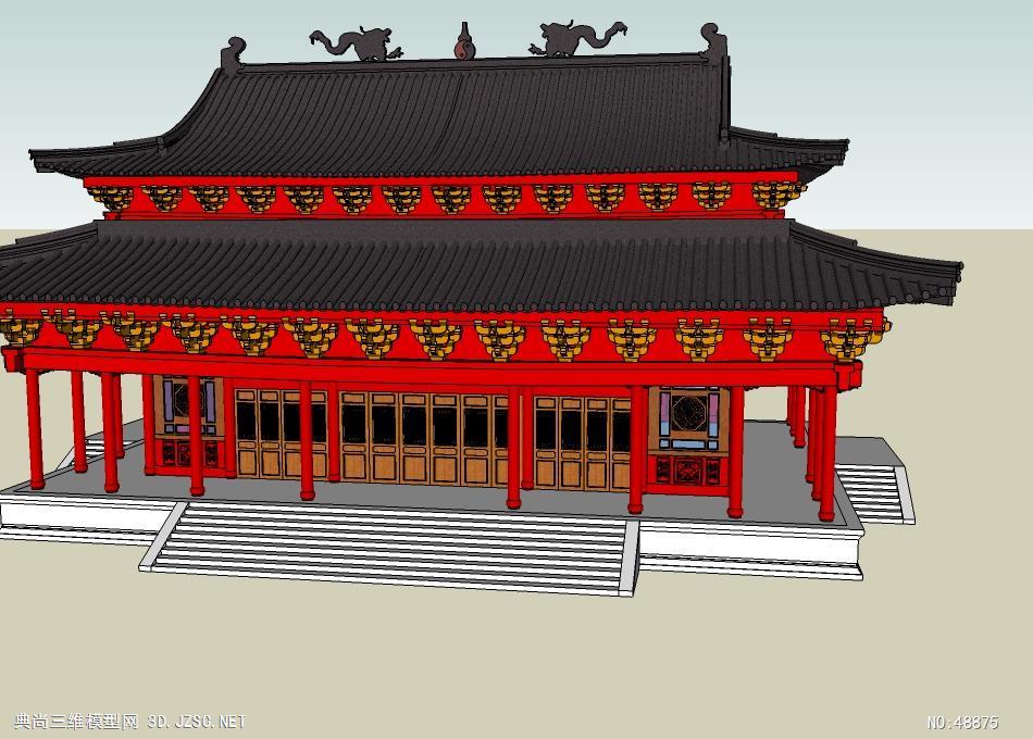 仿古建筑大殿古建宫廷建筑su