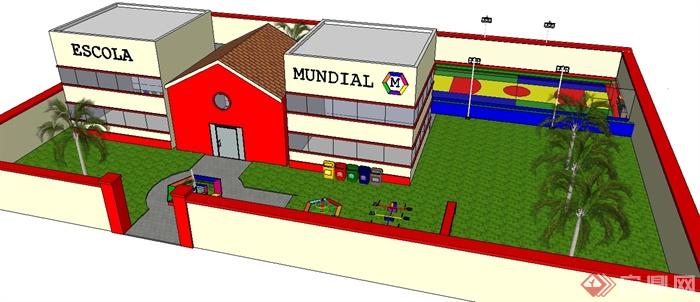 某地现代幼儿园建筑设计整体SU模型