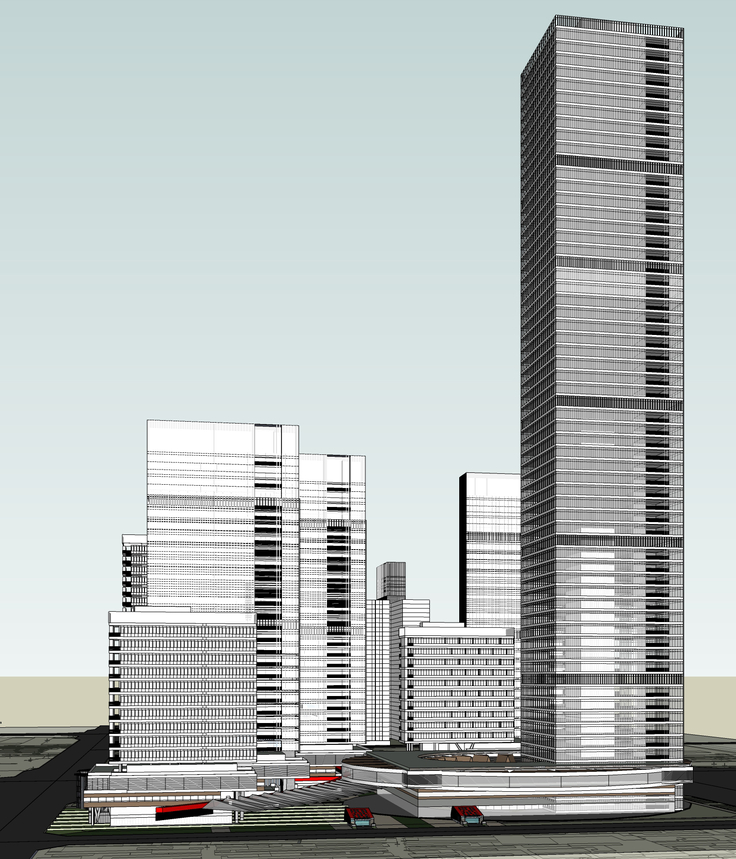 中央CBD商务区与高层住宅楼设计sketchup模型