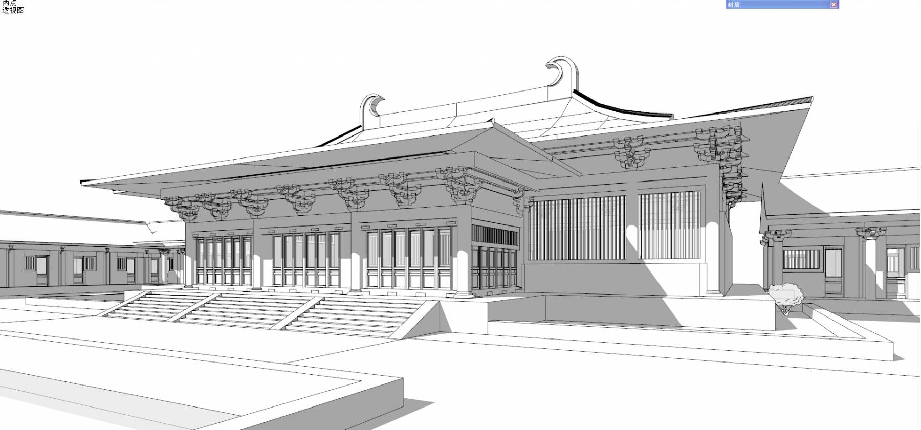 汉唐风古建寺庙建筑(163588)su模型下载