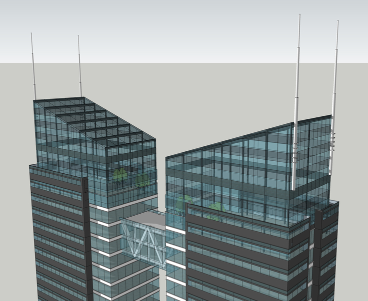 现代风格高差双子塔大厦sketchup模型