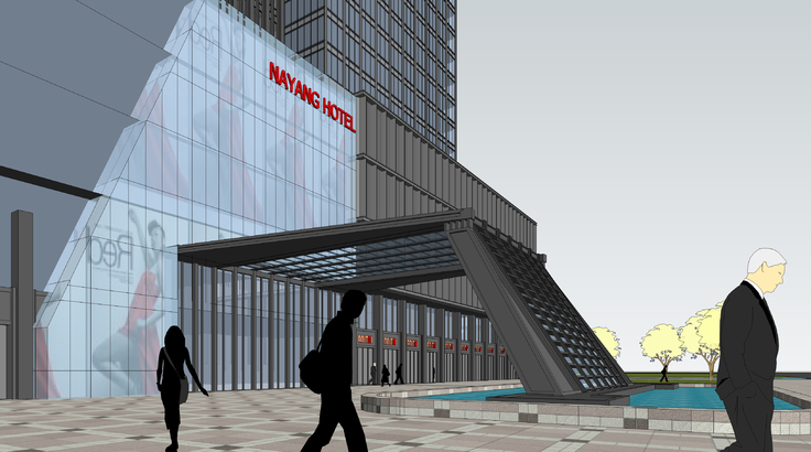 现代风格高层商业综合体建筑sketchup模型
