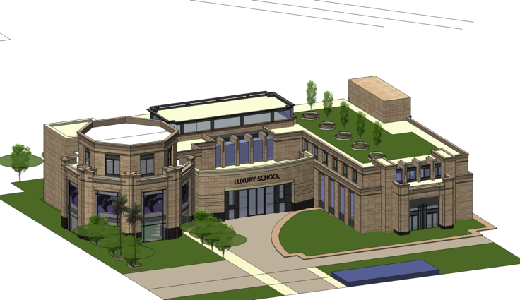 新古典风格办公楼及幼儿园SketchUp模型
