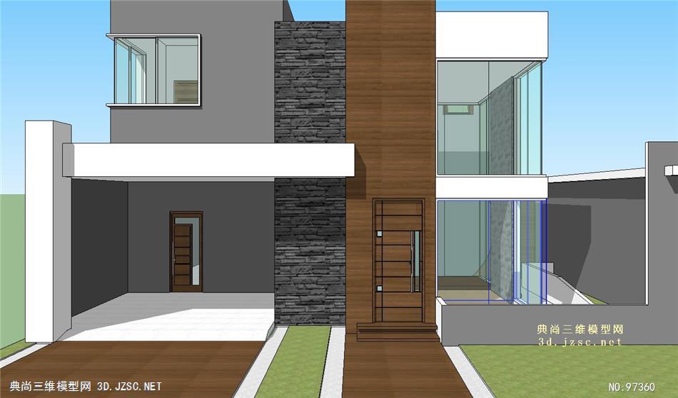 两层现代别墅建筑SU模型