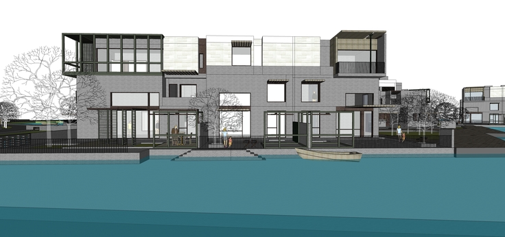 新中式风格水景别墅区设计方案sketchup模型