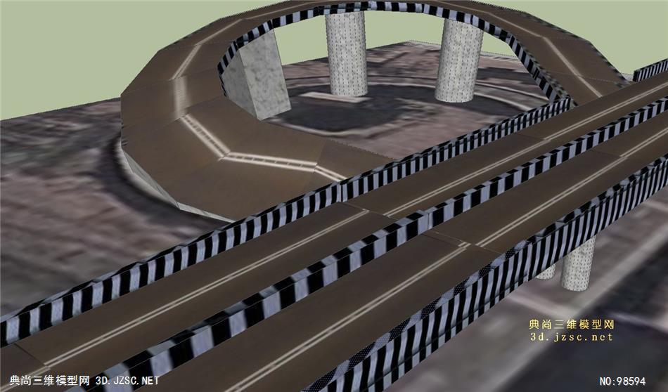 高架桥圆形出口匝道SU模型
