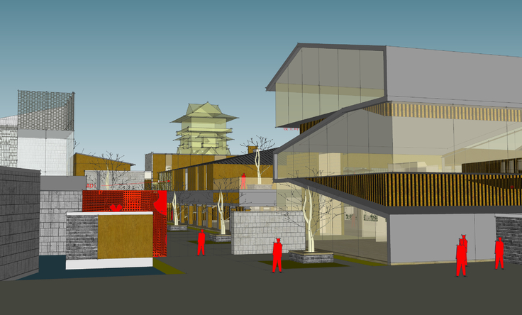 现代风格商业街规划方案sketchup模型