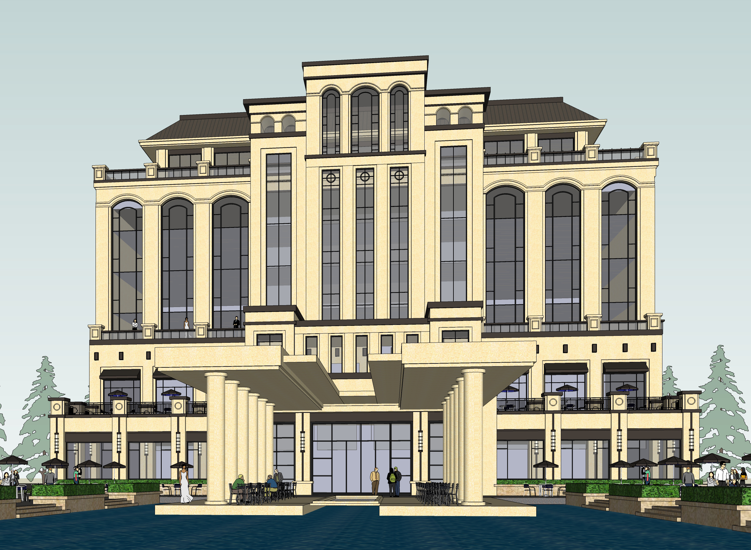 欧式风格高层酒店设计方案sketchup模型