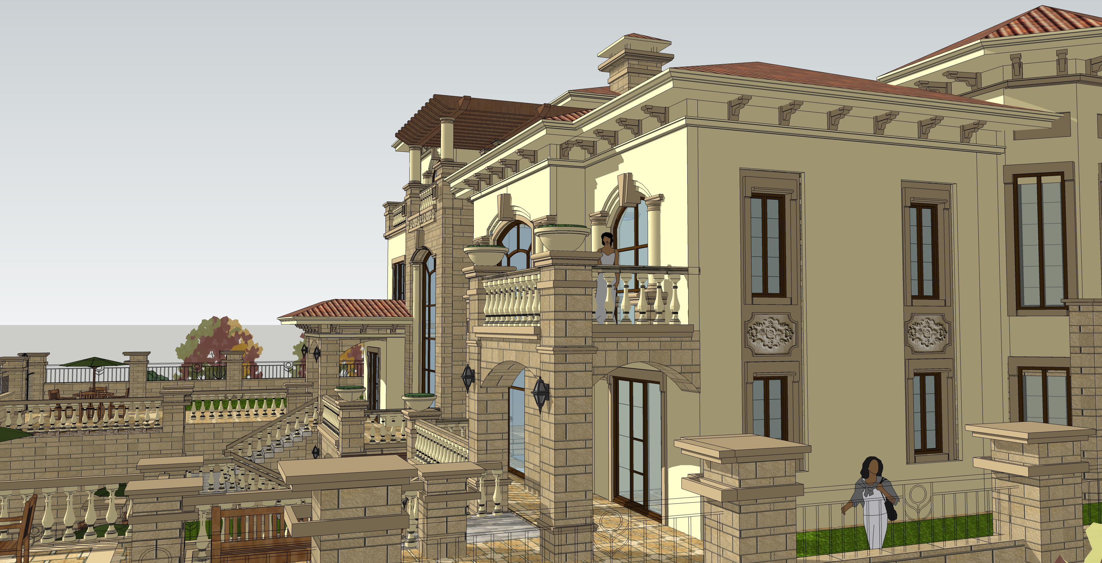 欧式新古典风格别墅建筑sketchup模型