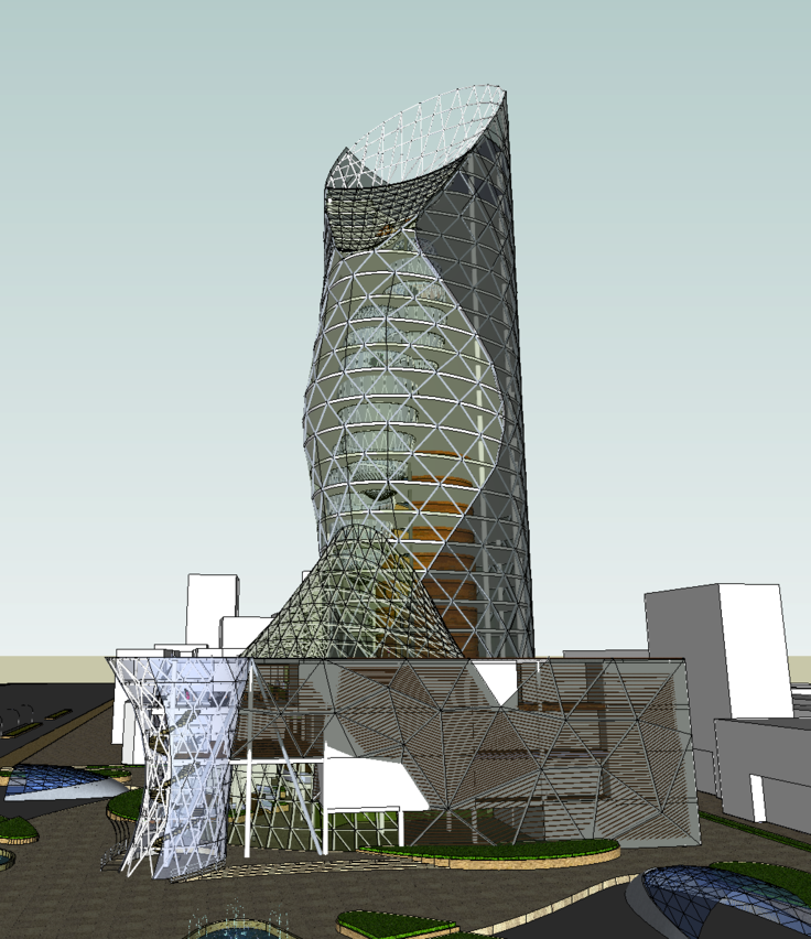 参数化设计高层办公楼SketchUp模型