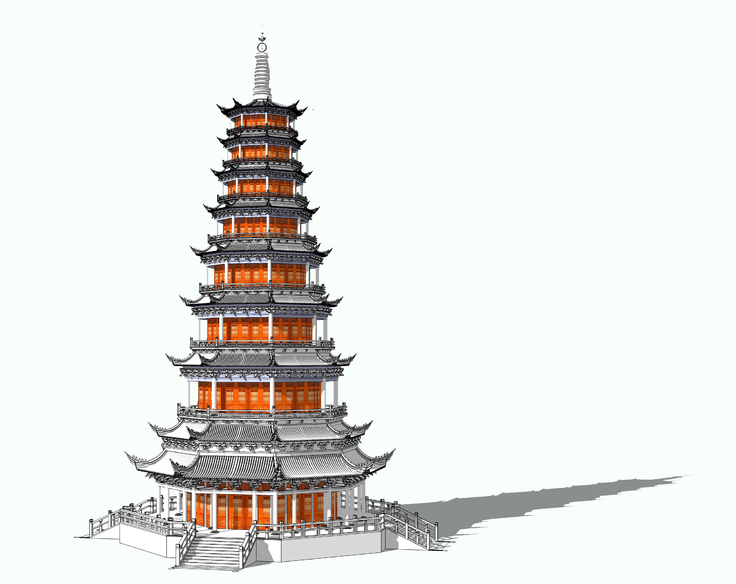 中式风格古塔设计sketchup模型