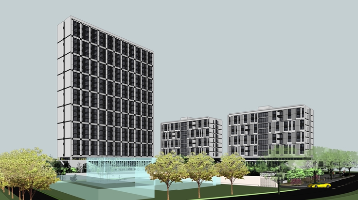 现代高层公寓规划设计sketchup模型