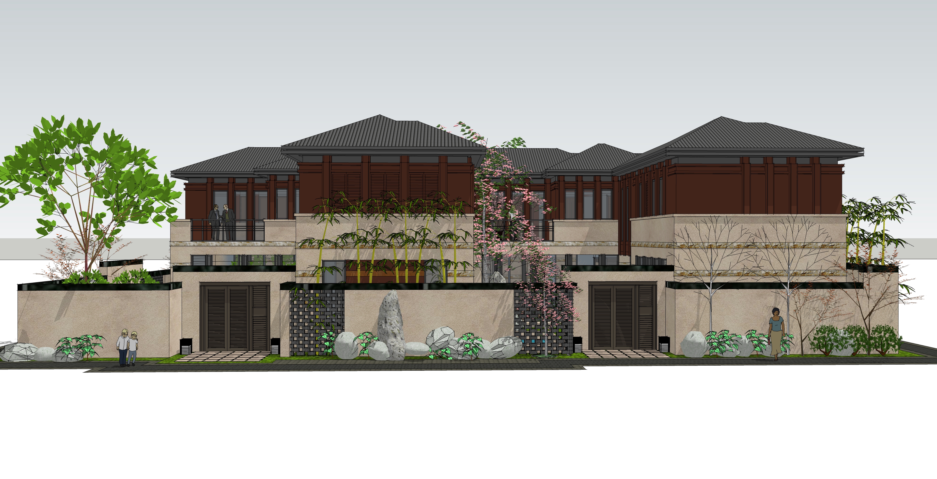 中式风格合院建筑方案sketchup模型
