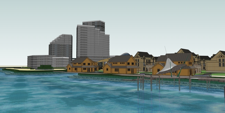 临水别墅总体规划设计方案sketchup模型