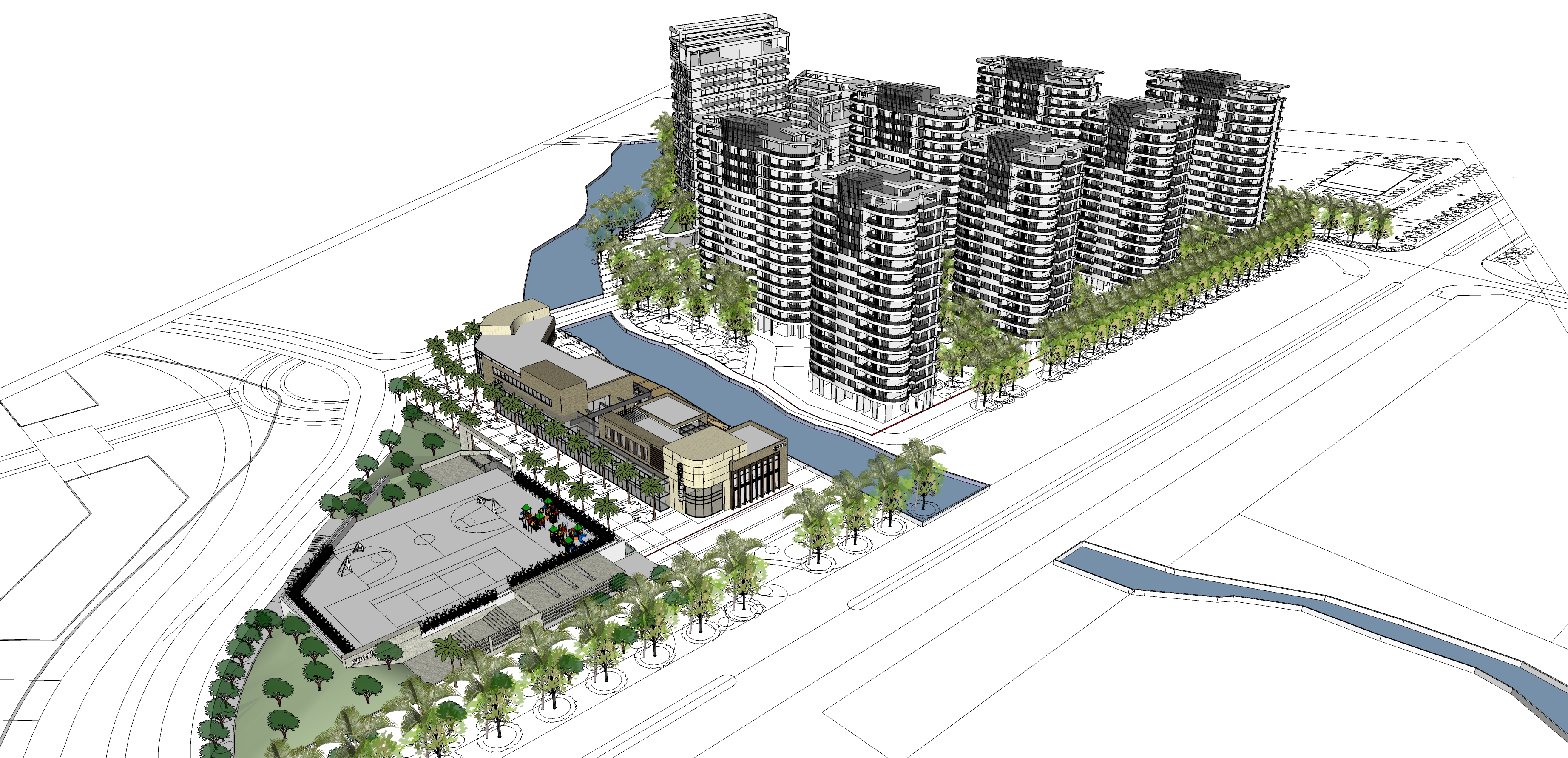 现代风格高层公寓住宅区规划设计方案sketchup模