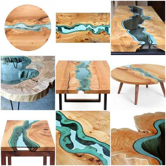 木质桌面嵌入玻璃装饰，制造出河流湖泊——rive