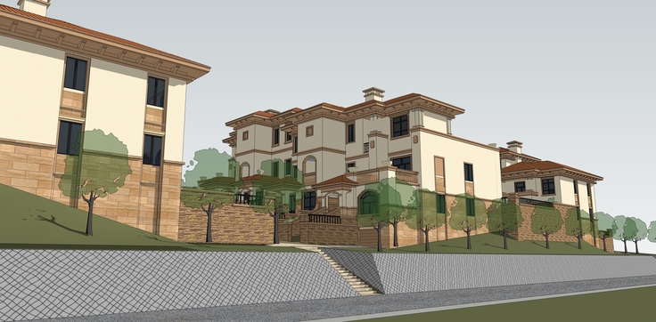 欧式古典风格别墅住宅建筑sketchup模型
