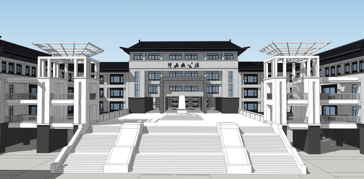 中式古建博物馆和行政楼规划项目sketchup模型