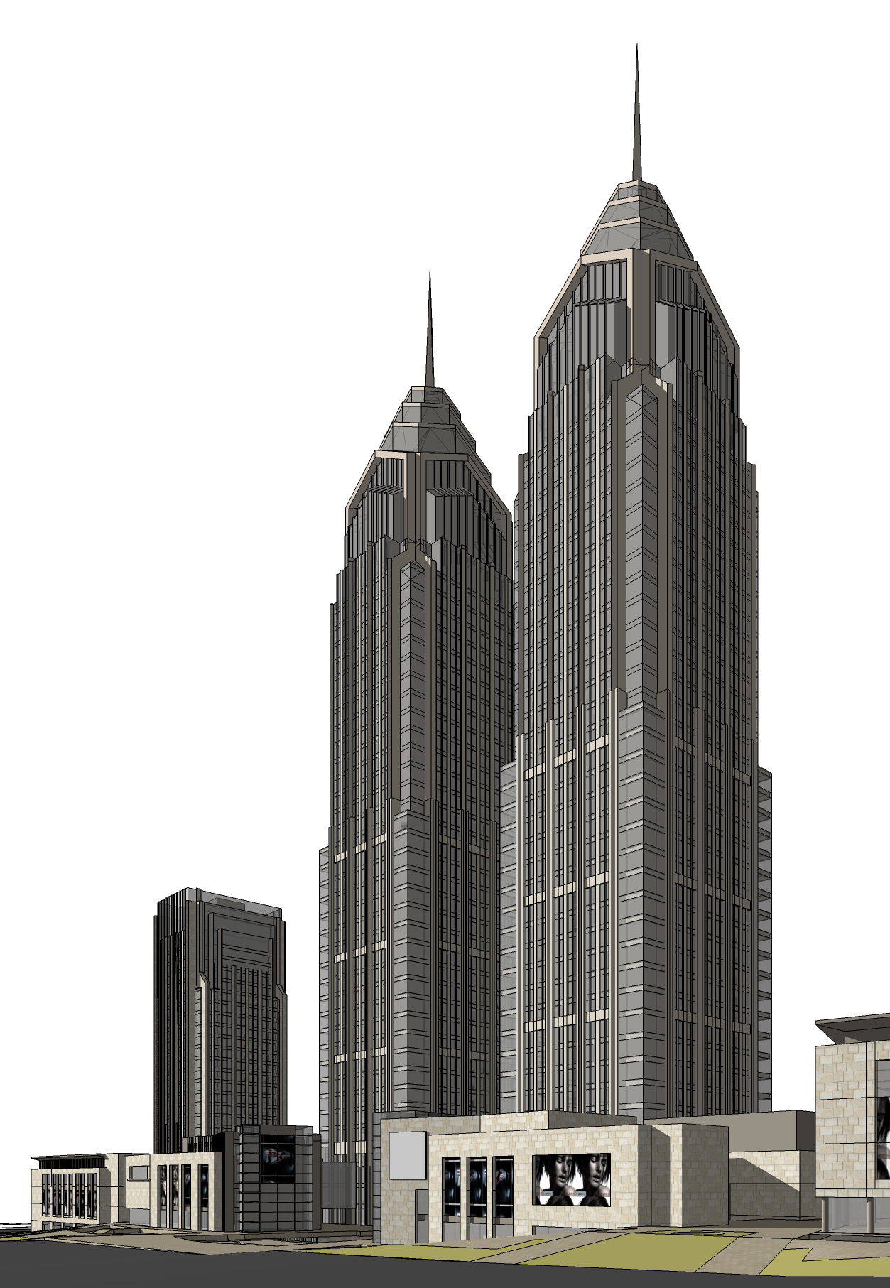 现代风格大型商业综合体超高层建筑sketchup模型