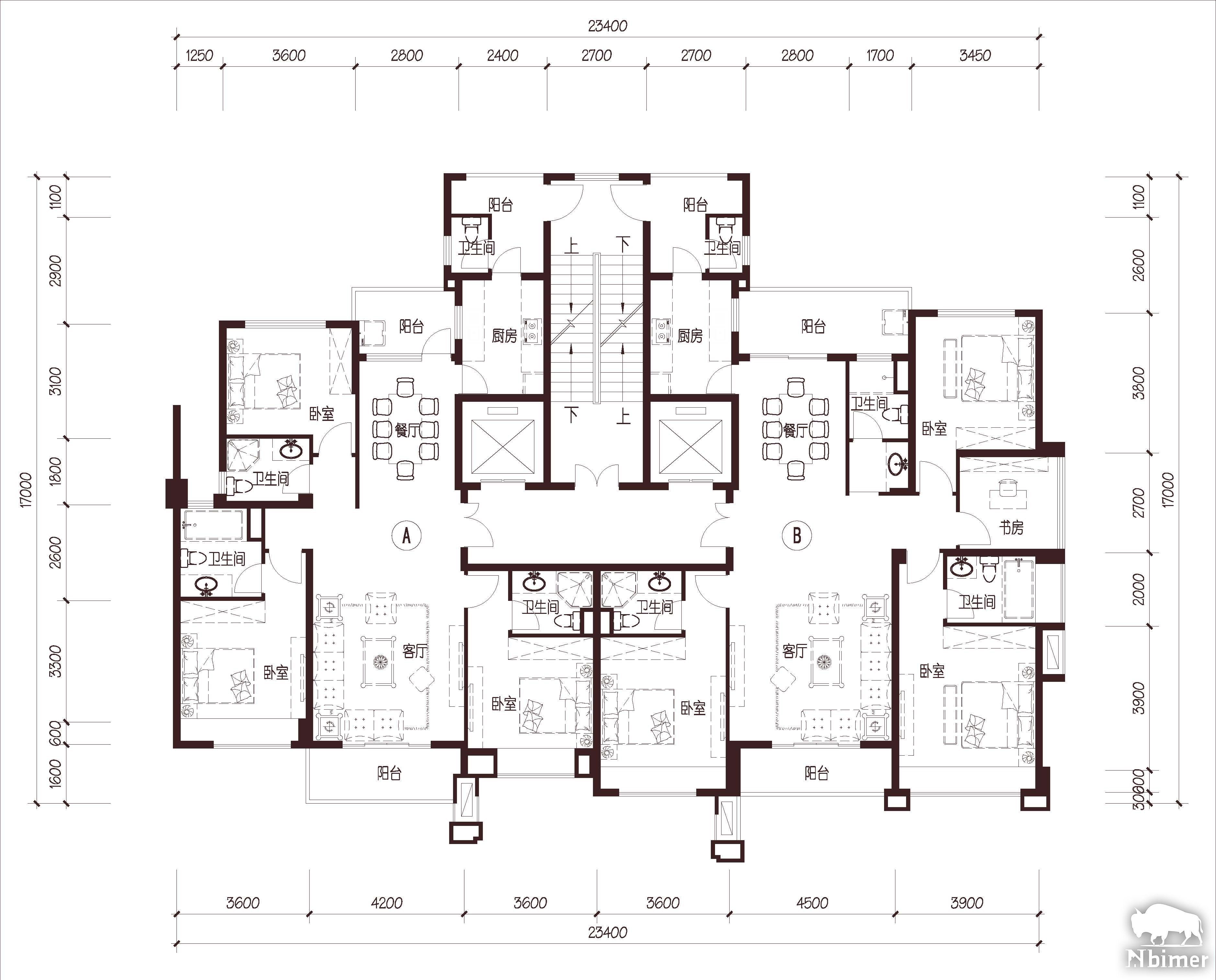 福建福清 中联城 1梯2户 33层 户型