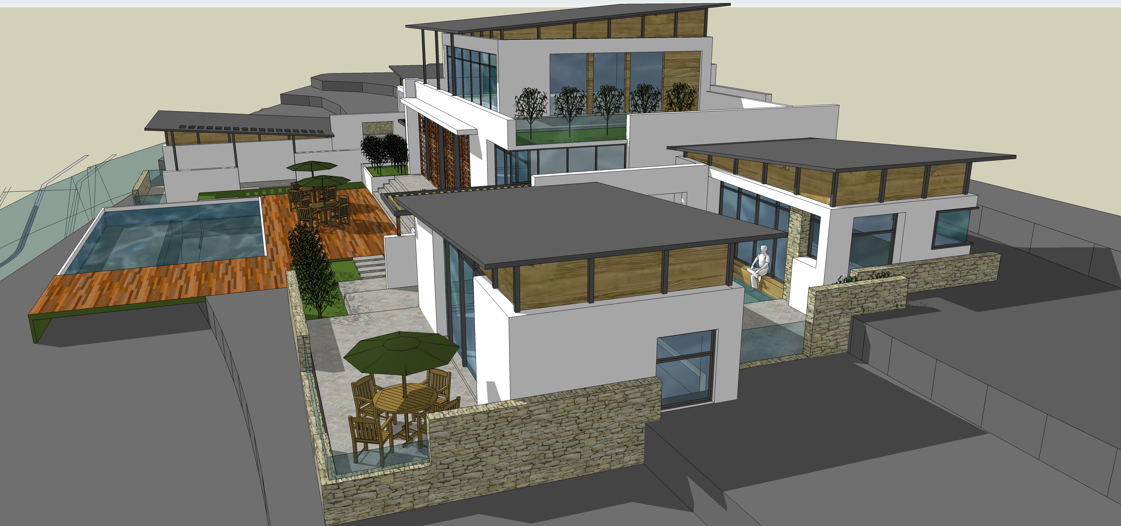 现代主义风格两层独栋别墅方案sketchup模型