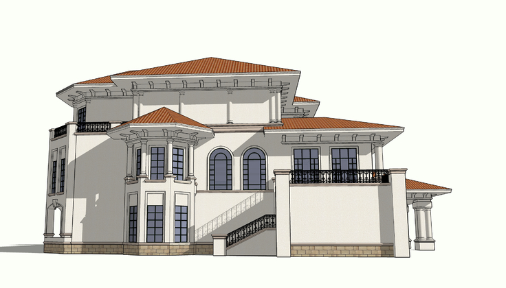欧式古典风格独栋别墅方案sketchup模型