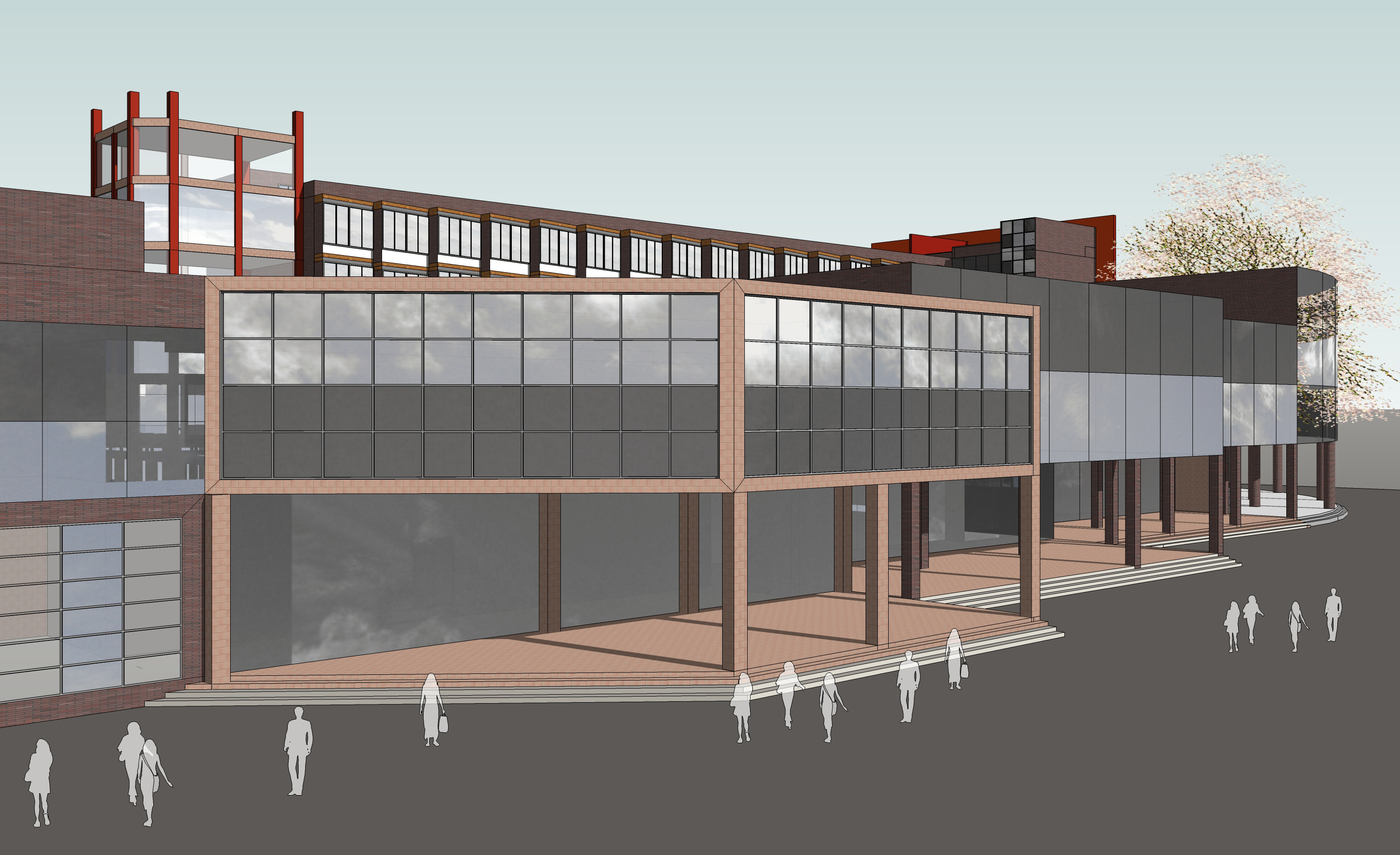 现代风格个性多层办公建筑群sketchup模型